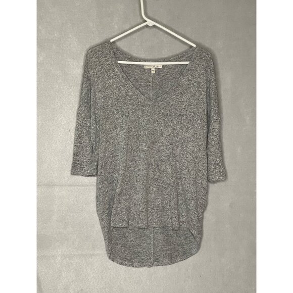 Express One Eleven Womens Grey V Neck Sweater Small Rayon Spandex Long Sleeve - Picture 1 of 4